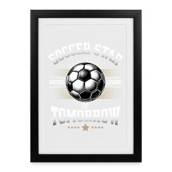 Soccer Star Légende Joueurs de Football Talent Enfants - Affiche encadrée (27 × 37 cm) - noir - Devant