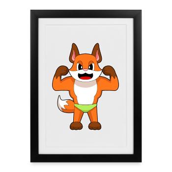 Fox Bodybuilder Bodybuilding Sport - Framed poster (27 × 37 cm) - black - Front