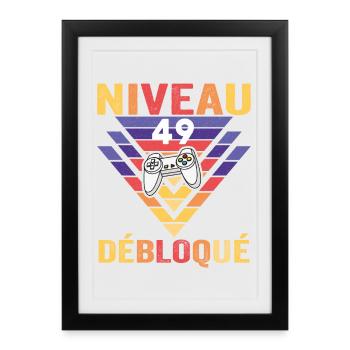 Level 49 Unlocked Gift 49 Years Gamer Geek Funny - Framed poster (27 × 37 cm) - black - Front
