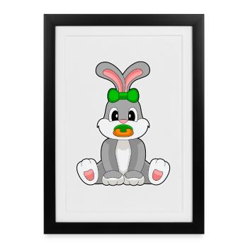 Sucette pour bébé lapin - Affiche encadrée (27 × 37 cm) - noir - Devant