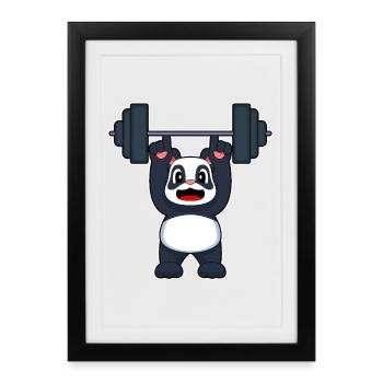 Panda Bodybuilder Barbell Bodybuilding - Affiche encadrée (27 × 37 cm) - noir - Devant
