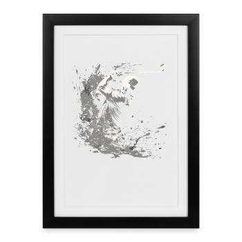 Dessin du golfeur - Affiche encadrée (27 × 37 cm) - noir - Devant