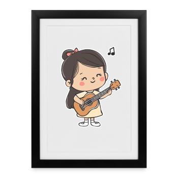 Ukulele Girl Graphic - Framed poster (27 × 37 cm) - black - Front