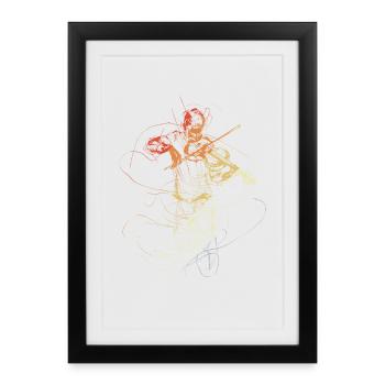 Dessin de violoniste vintage - Affiche encadrée (27 × 37 cm) - noir - Devant