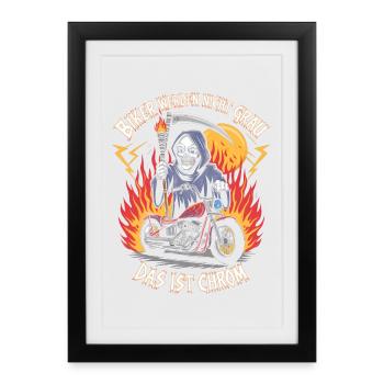 Werden Nicht Grau Das Ist Chrom Motorradfahrer - Gerahmtes Poster (27 × 37 cm) - Schwarz - Vorne