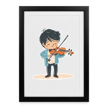 Little Violin Boy - Framed poster (27 × 37 cm) - black - Front