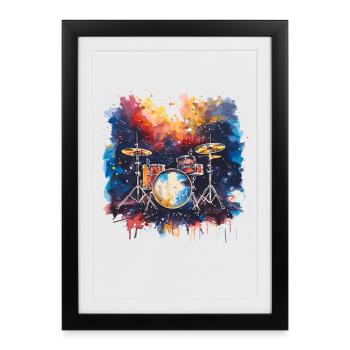 Batterie Synthwave - Affiche encadrée (27 × 37 cm) - noir - Devant