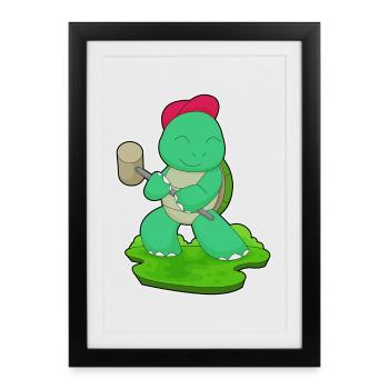 Schildkröte Handwerker Hammer Handwerk - Gerahmtes Poster (27 × 37 cm) - Schwarz - Vorne