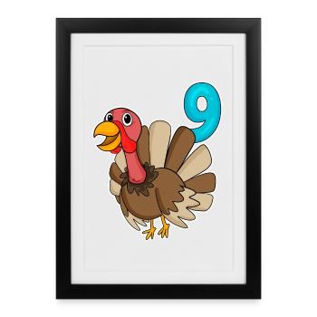 9th Birthday Motif Turkey - 9 Years - Framed poster (27 × 37 cm) - black - Front