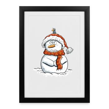 Bonhomme de neige I Noël d’hiver - Affiche encadrée (27 × 37 cm) - noir - Devant