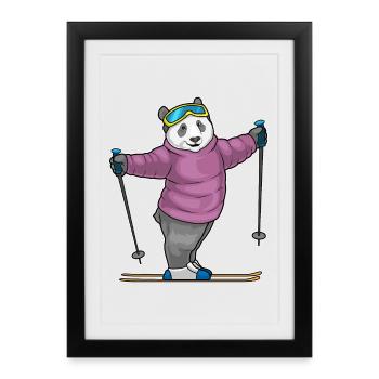 Panda Skier Ski Winter Sports - Framed poster (27 × 37 cm) - black - Front