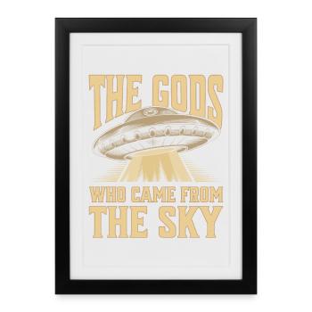 « Les dieux qui sont venus du ciel » - Visiteurs extraterrestres - Affiche encadrée (27 × 37 cm) - noir - Devant