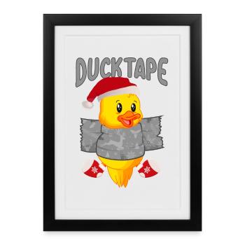 Ruban adhésif de Noël | Canetons avec du ruban adhésif - Affiche encadrée (27 × 37 cm) - noir - Devant