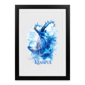 Krampus in einer Eislandschaft - Gerahmtes Poster (27 × 37 cm) - Schwarz - Vorne