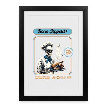 Cuisinier de dinde squelette - Affiche encadrée (27 × 37 cm) - noir - Devant