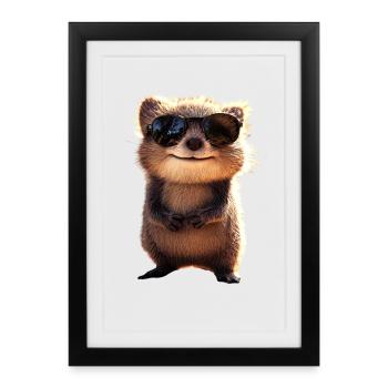 Quokka Be Quokka Heureux Australie Sourire Quokkas - Affiche encadrée (27 × 37 cm) - noir - Devant