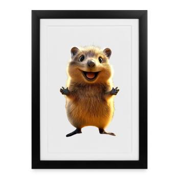 Quokka Be Quokka Heureux Australie Sourire Quokkas - Affiche encadrée (27 × 37 cm) - noir - Devant