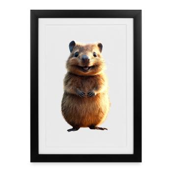 Quokka Be Quokka Heureux Australie Sourire Quokkas - Affiche encadrée (27 × 37 cm) - noir - Devant