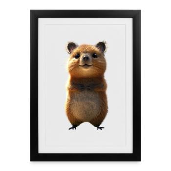 Quokka Be Quokka Heureux Australie Sourire Quokkas - Affiche encadrée (27 × 37 cm) - noir - Devant