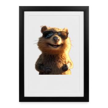 Quokka Be Quokka Heureux Australie Sourire Quokkas - Affiche encadrée (27 × 37 cm) - noir - Devant