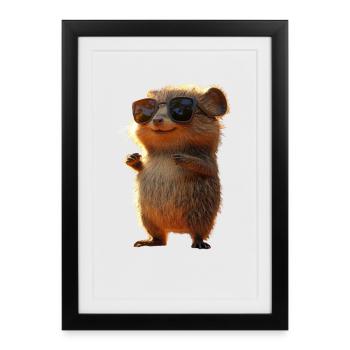 Quokka Be Quokka Heureux Australie Sourire Quokkas - Affiche encadrée (27 × 37 cm) - noir - Devant