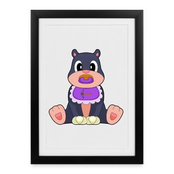 Mole Baby Bib Pacifier - Framed poster (27 × 37 cm) - black - Front