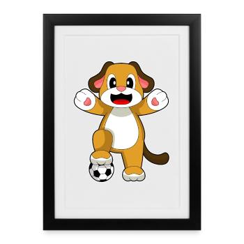 chien joueur de football football - Affiche encadrée (27 × 37 cm) - noir - Devant
