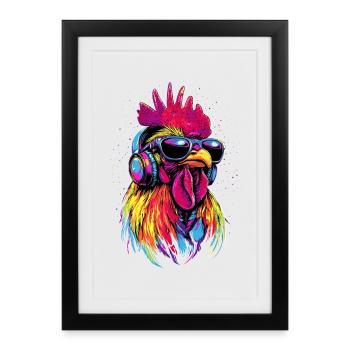 Coq Poulet Papa Poulailler Papa Poulet fermier Poulets - Affiche encadrée (27 × 37 cm) - noir - Devant
