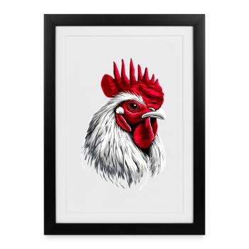 Coq Poulet Papa Poulailler Papa Poulet fermier Poulets - Affiche encadrée (27 × 37 cm) - noir - Devant
