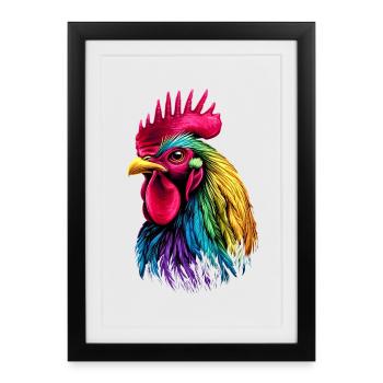 Coq Poulet Papa Poulailler Papa Poulet fermier Poulets - Affiche encadrée (27 × 37 cm) - noir - Devant