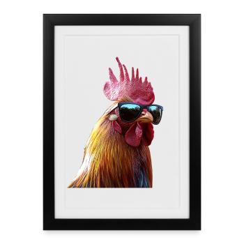 Coq Poulet Papa Poulailler Papa Poulet fermier Poulets - Affiche encadrée (27 × 37 cm) - noir - Devant