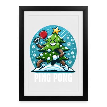Tennis de table Arbre de Noël Costume Arbre de Noël - Affiche encadrée (27 × 37 cm) - noir - Devant