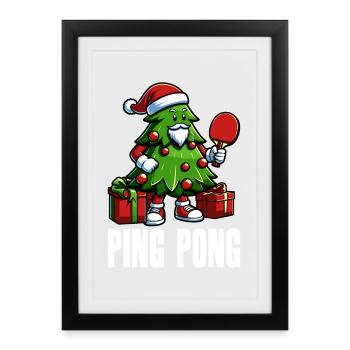 Tennis de table Arbre de Noël Costume Arbre de Noël - Affiche encadrée (27 × 37 cm) - noir - Devant