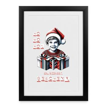 Offrir des cadeaux aux enfants - Affiche encadrée (27 × 37 cm) - noir - Devant