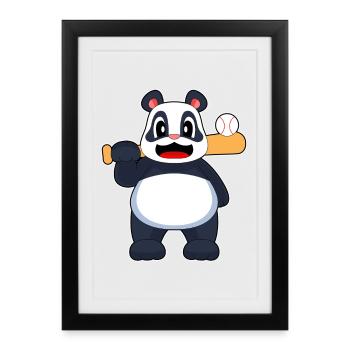 Panda Baseball Batte de baseball - Affiche encadrée (27 × 37 cm) - noir - Devant