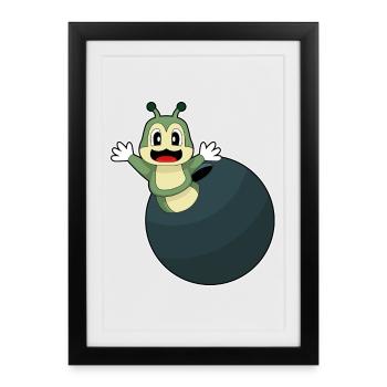 Caterpillar Bowling Boule de bowling - Affiche encadrée (27 × 37 cm) - noir - Devant