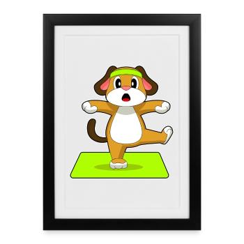 Chien Yoga Fitness Gymnastique - Affiche encadrée (27 × 37 cm) - noir - Devant