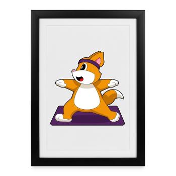 Cat Yoga Fitness Gymnastique - Affiche encadrée (27 × 37 cm) - noir - Devant