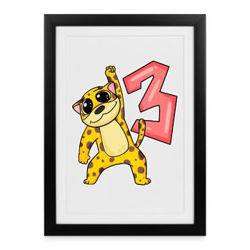 Three 3 - Number 3 - Number 3 Birthday - Framed poster (27 × 37 cm) - black - Front