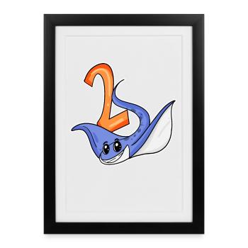2 Birthday Motif Stingray - Two Years Old - Framed poster (27 × 37 cm) - black - Front
