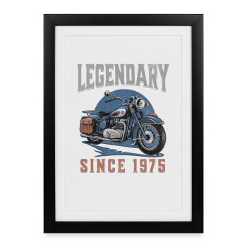 Légendaire 1975 – Conception de motos vintage - Affiche encadrée (27 × 37 cm) - noir - Devant