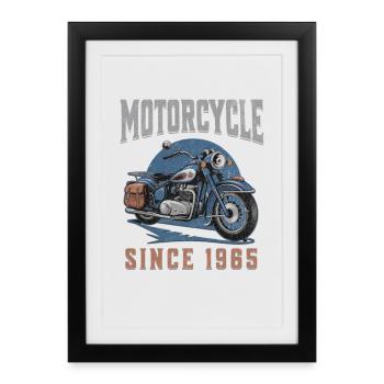Légende 1965 – Conception de motos vintage - Affiche encadrée (27 × 37 cm) - noir - Devant