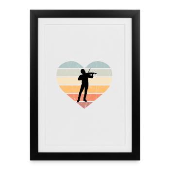 J’aime le violon, le violon rétro, la musique classique - Affiche encadrée (27 × 37 cm) - noir - Devant