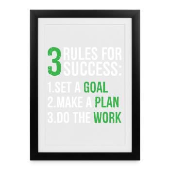 3 rules for success - Gerahmtes Poster (27 × 37 cm) - Schwarz - Vorne