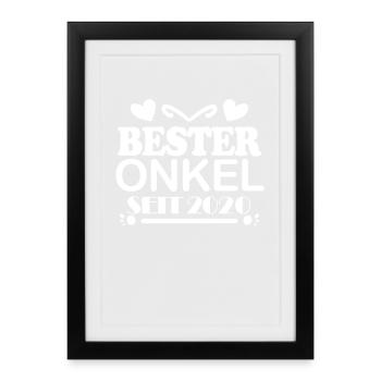 Bester Onkel seit 2020 - Gerahmtes Poster (27 × 37 cm) - Schwarz - Vorne