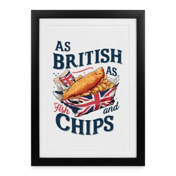 British Pride Fish and Chips Union Jack Design - Framed poster (27 × 37 cm) - black - Front
