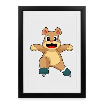 Patins à glace Bear - Affiche encadrée (27 × 37 cm) - noir - Devant
