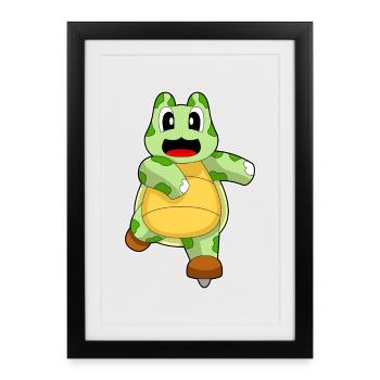 Patins à glace tortue - Affiche encadrée (27 × 37 cm) - noir - Devant