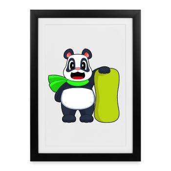 Panda Snowboarder Snowboard - Framed poster (27 × 37 cm) - black - Front