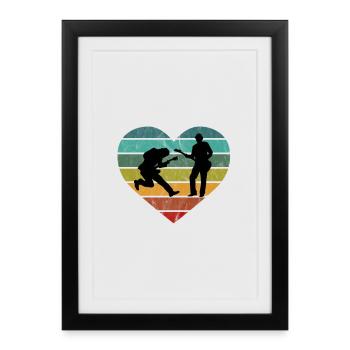 Electric Guitar Bass Heart Retro Silhouette - Framed poster (27 × 37 cm) - black - Front